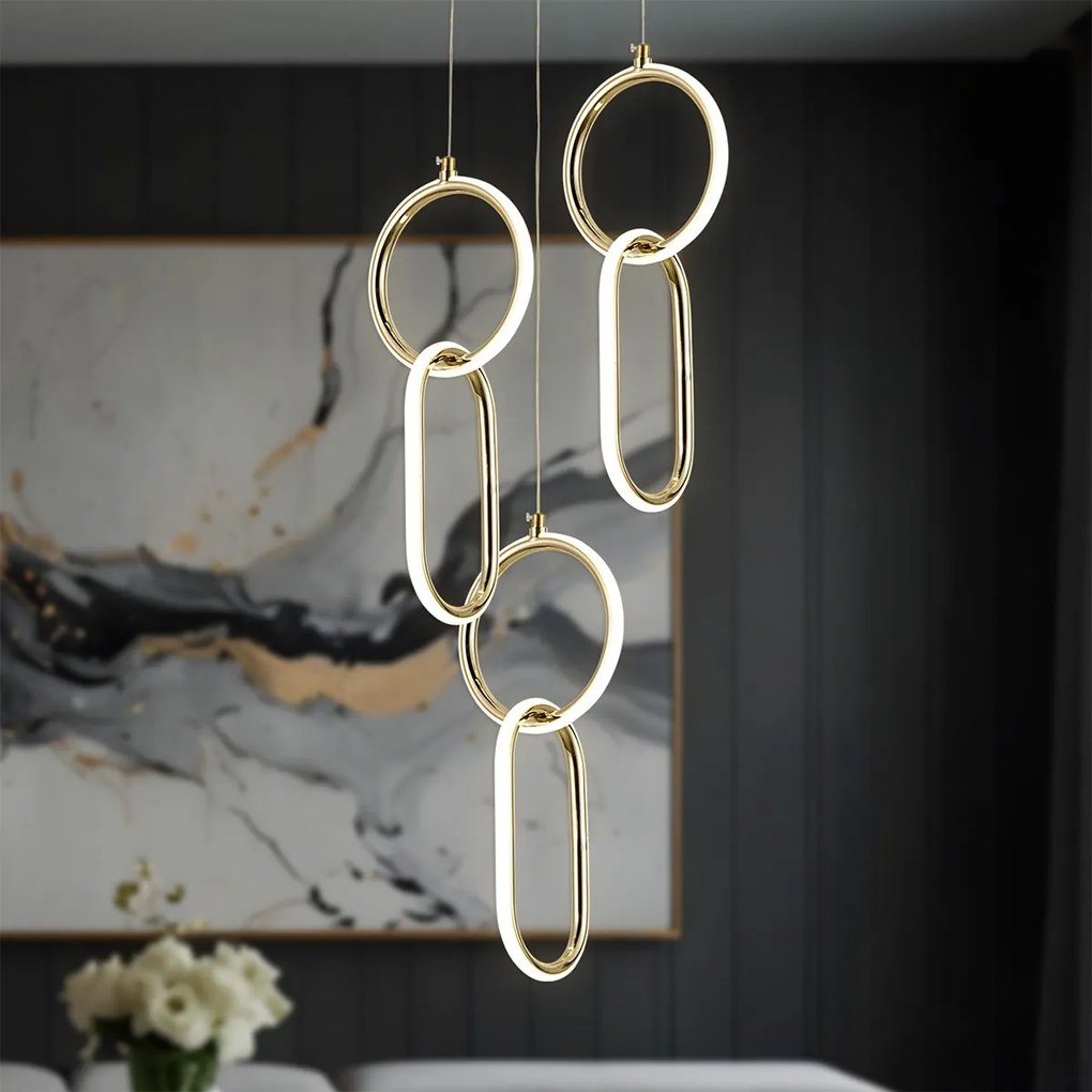LAMPA WISZĄCA LED G077-3CPR Złota