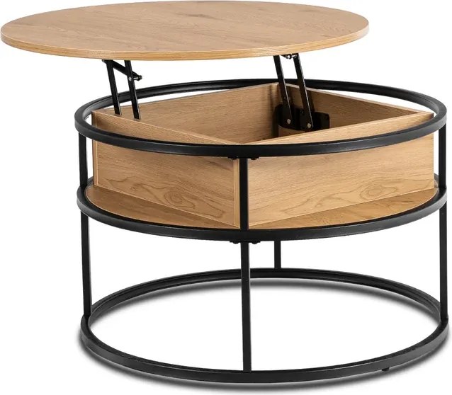 Stolik Kawowy ASTUR 80 cm z Podnoszonym Blatem Dąb/Czarny Loft