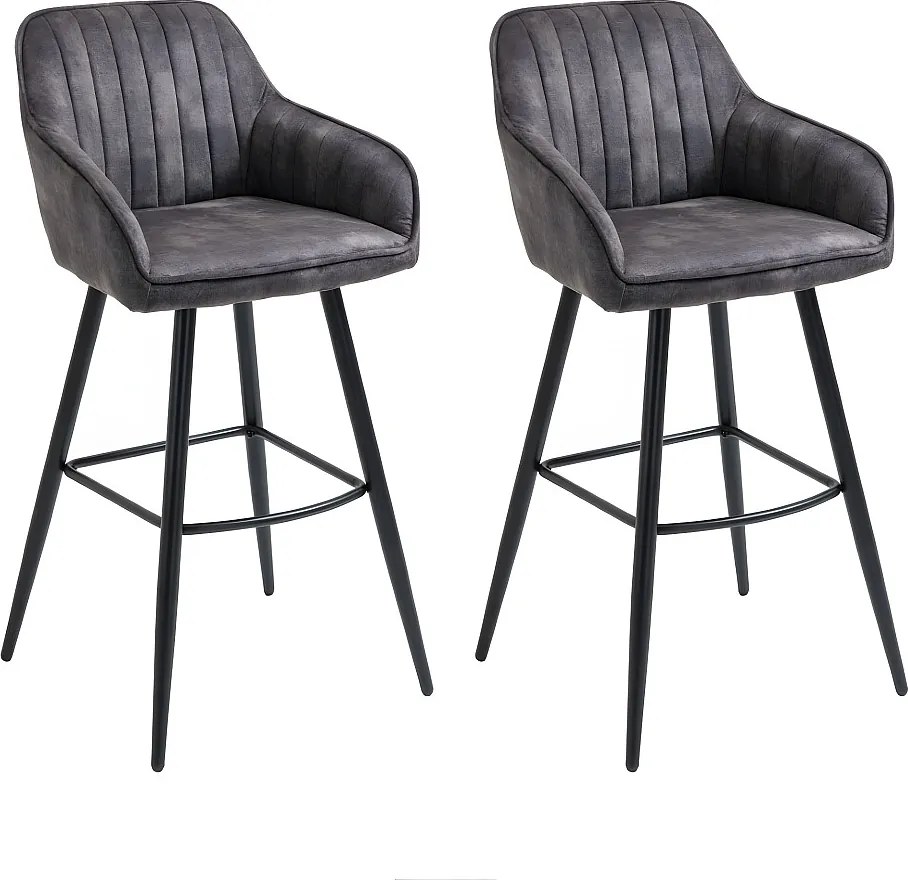 Zestaw 2 krzeseł barowych - tkanina i metal - antracyt - BOND