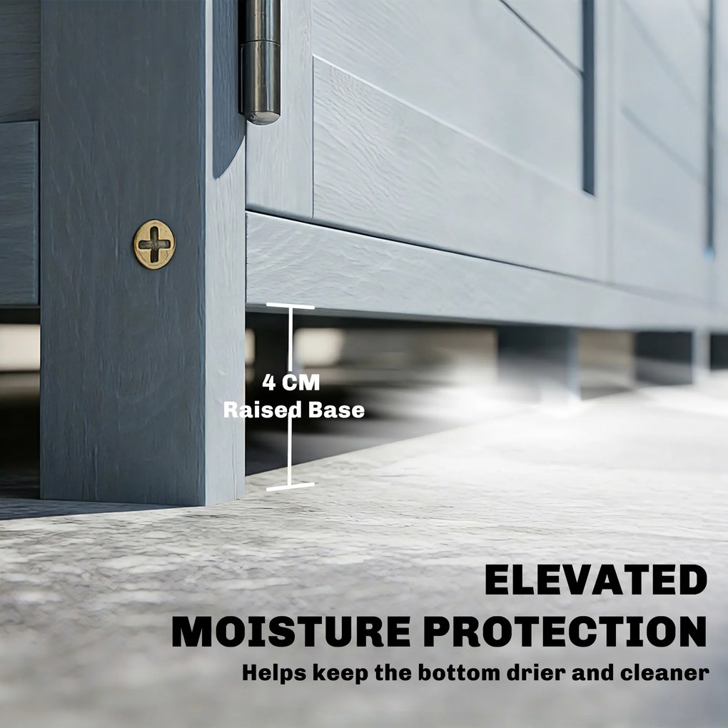 Outsunny Stół do sadzenia z szafką na zewnątrz, drewno, szafka ogrodowa z ocynkowaną powierzchnią roboczą, 2 szuflady, 104x44x140 cm jasnoszary | Aosom PL