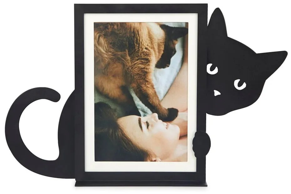 Czarna metalowa ramka stojąca 31x19,5 cm Hidden Cat – Balvi