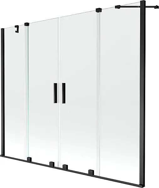Mexen Velar Duo parawan nawannowy 2-skrzydłowy rozsuwany 180 x 150 cm, transparent, czarny - 896-180-000-02-70