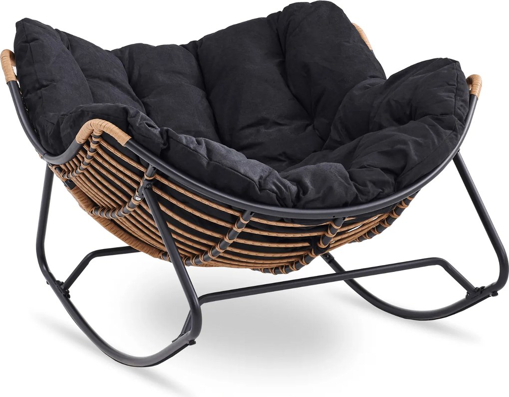 Fotel Bujany Ogrodowy ELTON na Płozach Czarny Nowoczesny