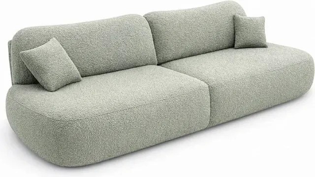 Sofa AVERIO Rozkładana Dwuosobowa Szara Boucle Japandi