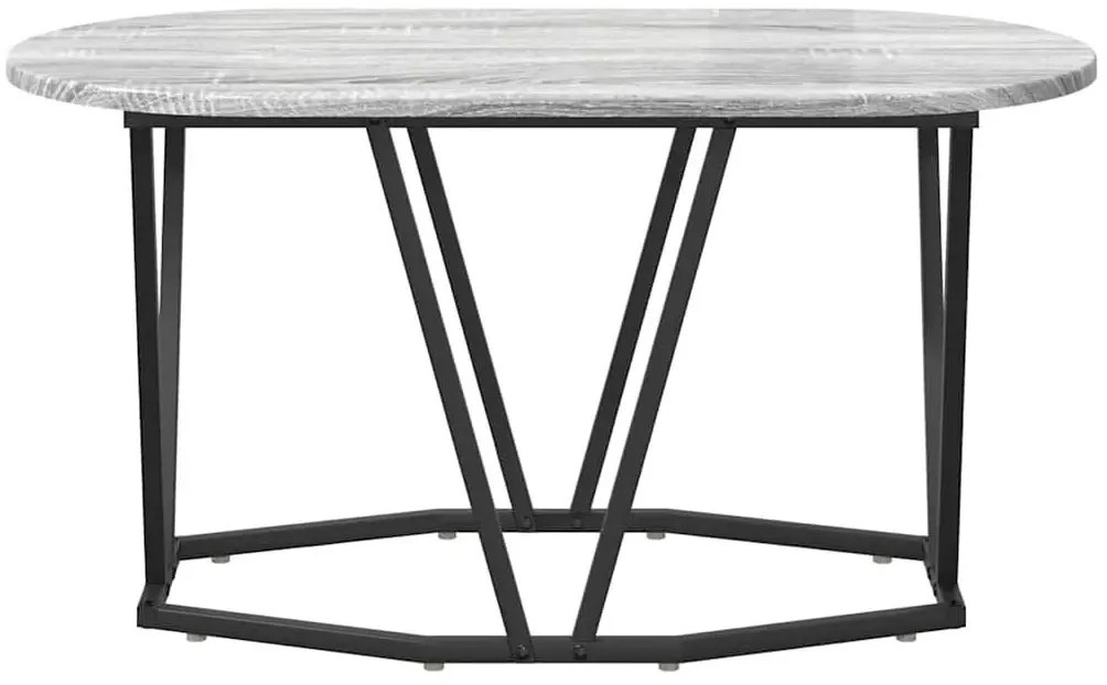 Szary owalny stolik kawowy metalowy N9-G25