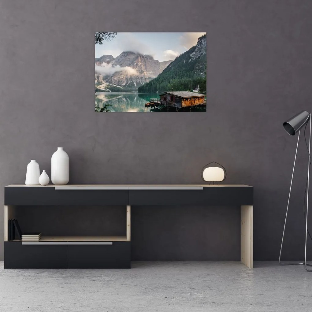 Obraz na szkle - Lake Prags (70x50 cm)