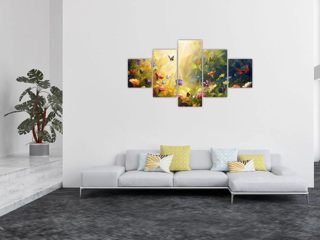 Obraz - Wiosenna łąka kwiatowa, malarstwo (125x70 cm)