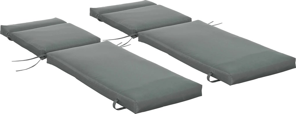 Outsunny Zestaw 2 Poduszek na Leżak, Ekstra Grube 8cm Poduszki Ogrodowe Ciemnoszary