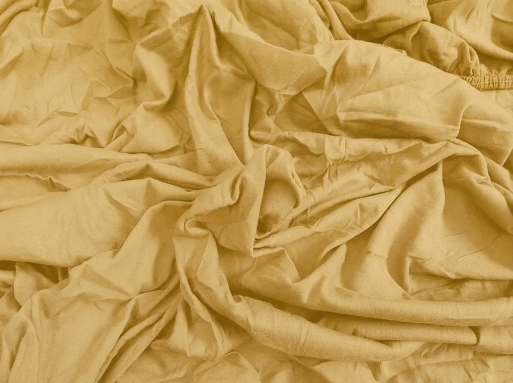 PrzytulneMieszkanie.pl Prześcieradło Jersey BASIC żółte 90 x 200 cm