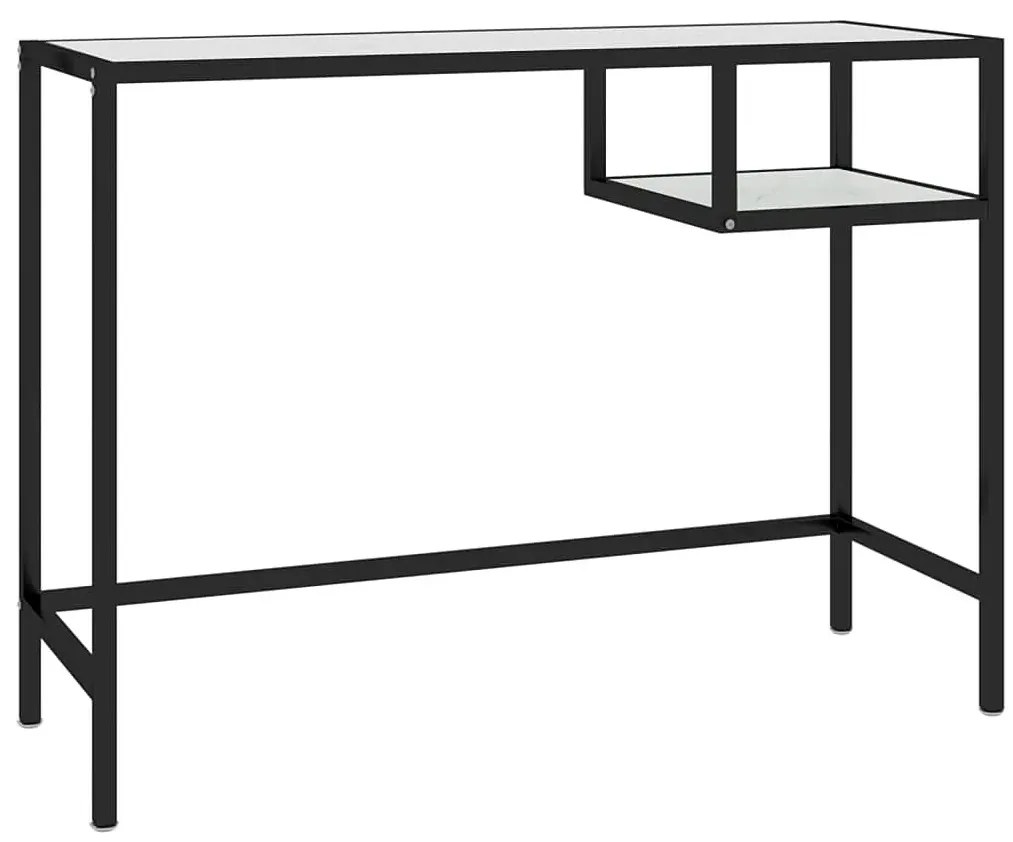 Nowoczesne szklane biurko z półką 100 cm biały marmur - Gigrox