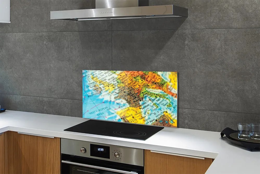 Panel szklany do Kuchni Globus i Mapa Świata