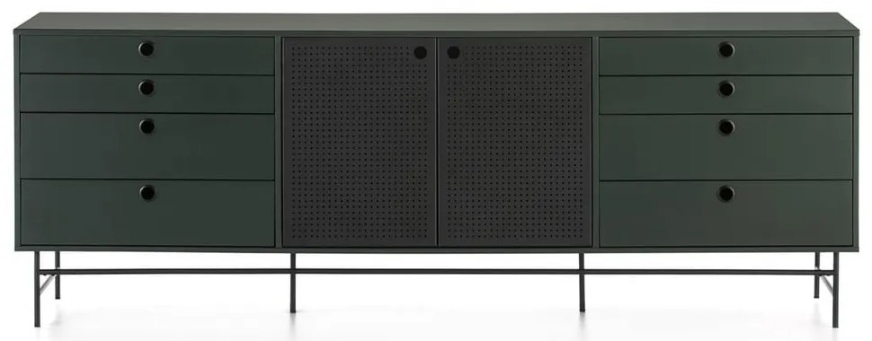 Czarno-zielona komoda Teulat Punto, szer. 212 cm