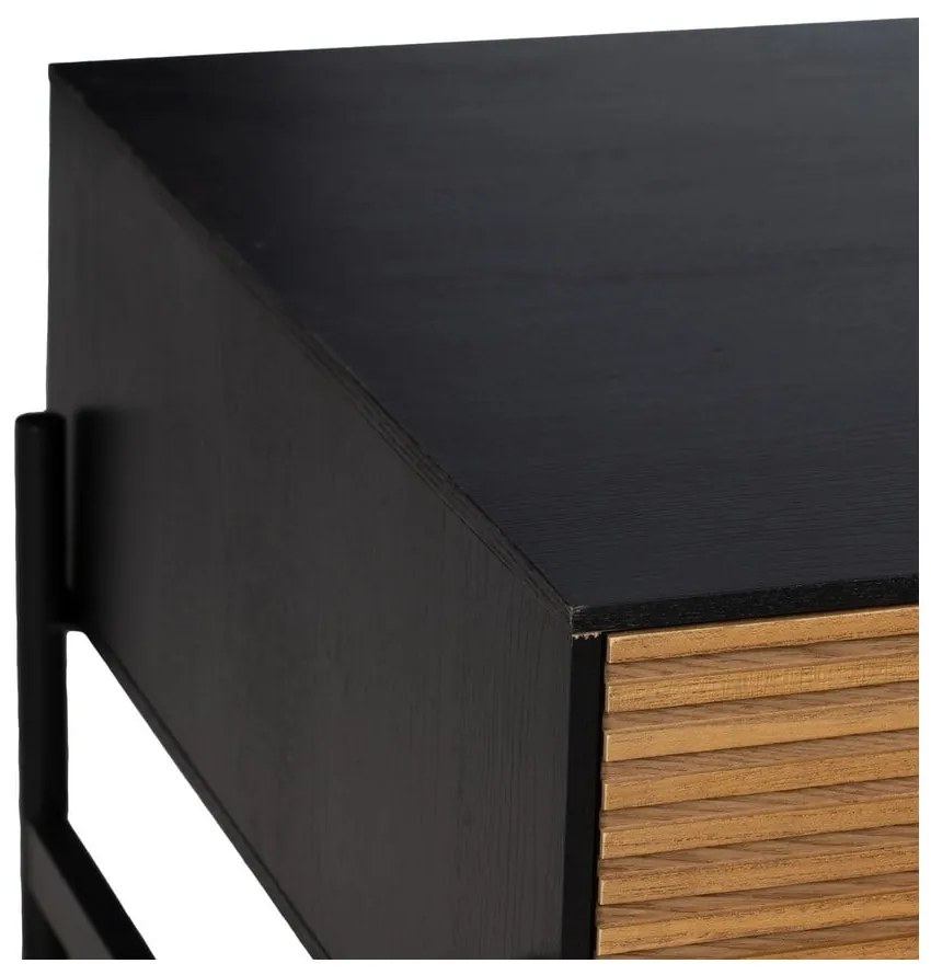Czarno-naturalny stolik w dekorze jesionu 60x124 cm Orleans – Ixia