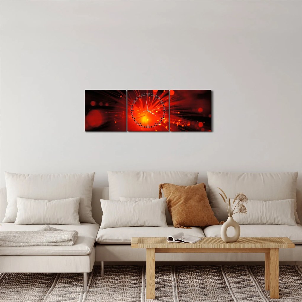 Obraz błyszczącej abstrakcji (z zegarem) (90x30 cm)