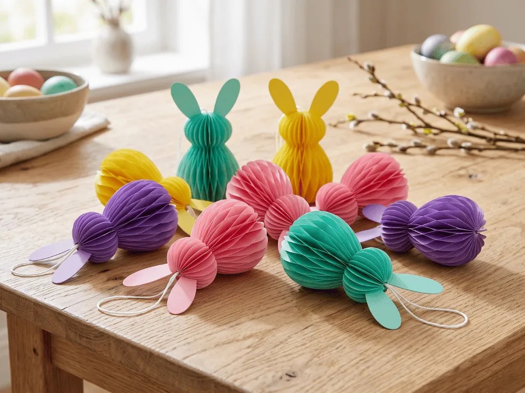 Zawieszki ozdobne BUNNY 8 cm zestaw 8 szt., kolorowe