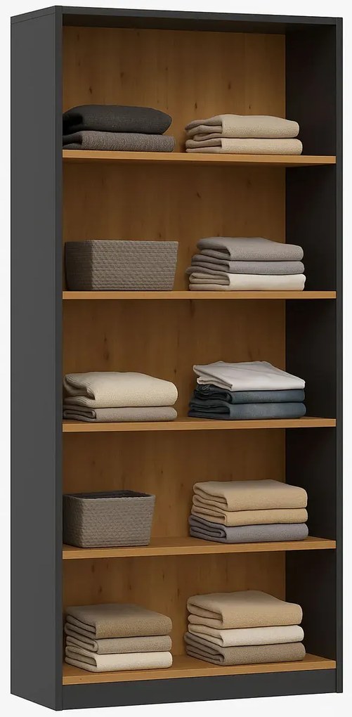 Otwarty regał na ubrania antracyt + dąb artisan S9-S05