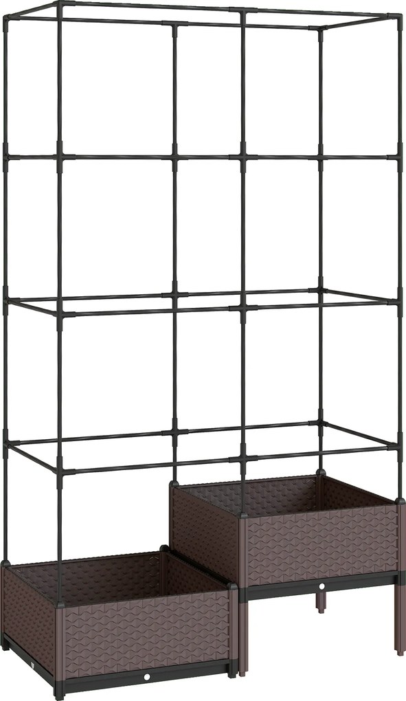 Outsunny Skrzynia do sadzenia ze stelażem do pnączy, otworami odpływowymi, plastikowymi donicami 100 x 50 x 174 cm | Aosom PL