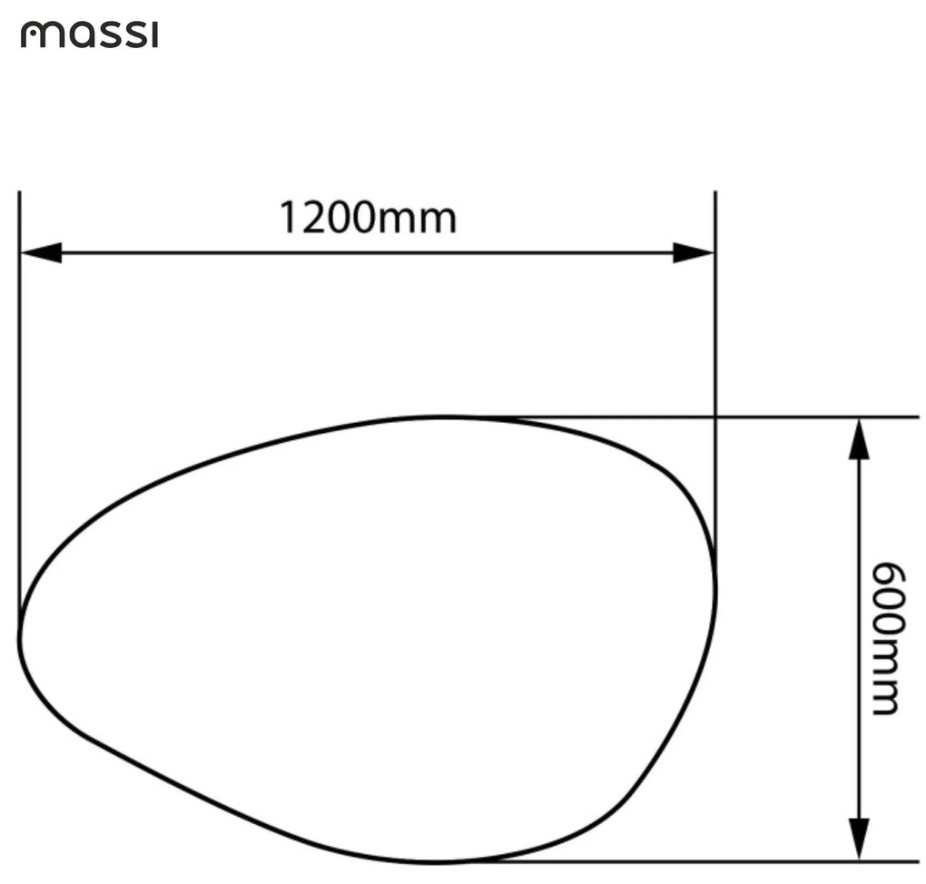 Lustro o nieregularnym kształcie oszlifowane bez podświetlenia MISTRAL | Różne rozmiary | Różne kolory szkła : Kolor tafli szkła - Grafit, Rozmiar - 120 x 60 cm