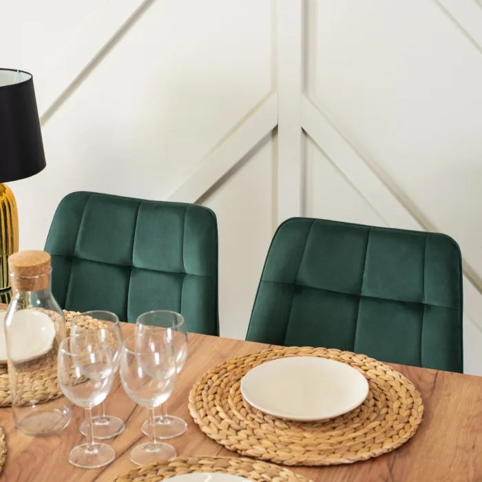 Krzesło Tapicerowane do Jadalni RIO Zielone Welurowe Nowoczesne Loft