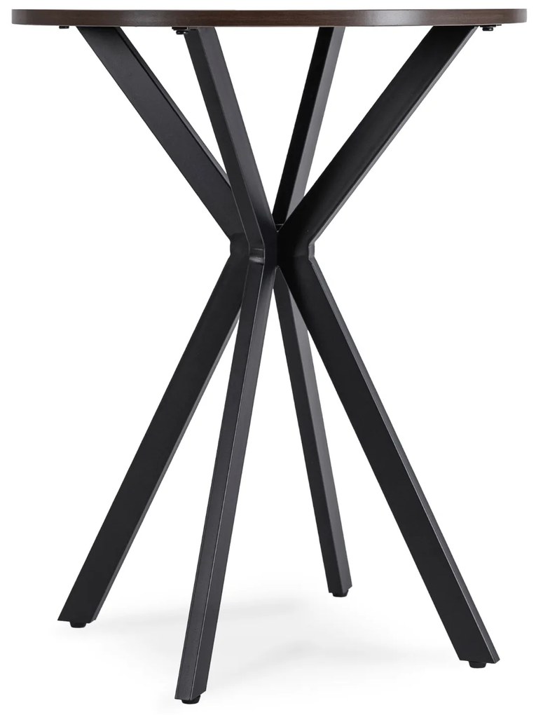 Stół Okrągły LAUREN 60 cm Orzech/Czarny Loft Nowoczesny