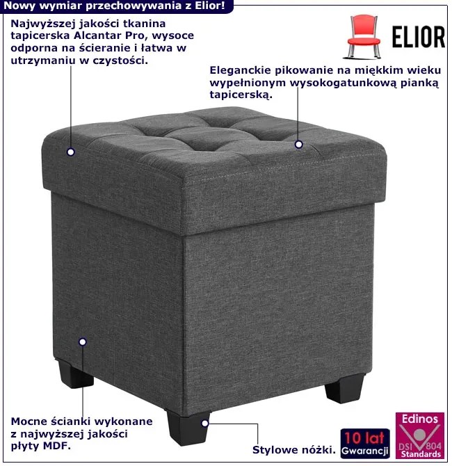 Ciemnoszara pufa ze schowkiem P8-A30