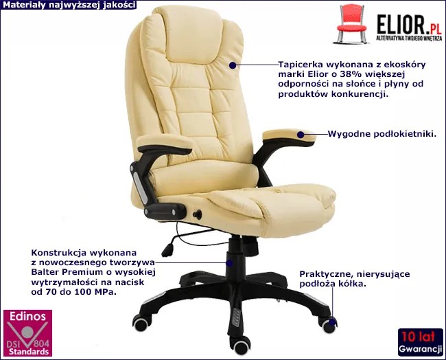 Kremowy Fotel Obrotowy Nowoczesny N4-E15
