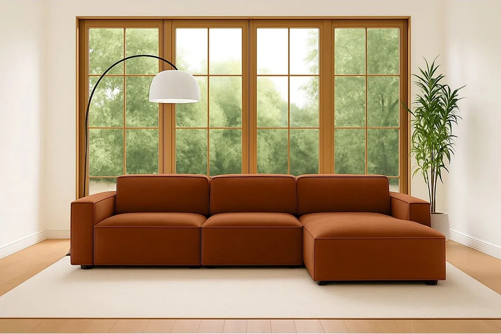 Narożnik w kształcie L Cursal, tkanina Salvador, Brązowy, Prawy