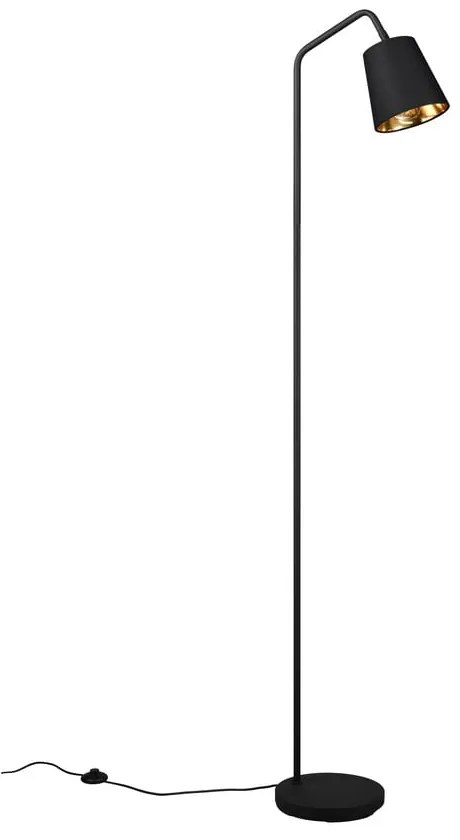 Czarna lampa stojąca z tekstylnym kloszem (wys. 148 cm) Buddy – Trio