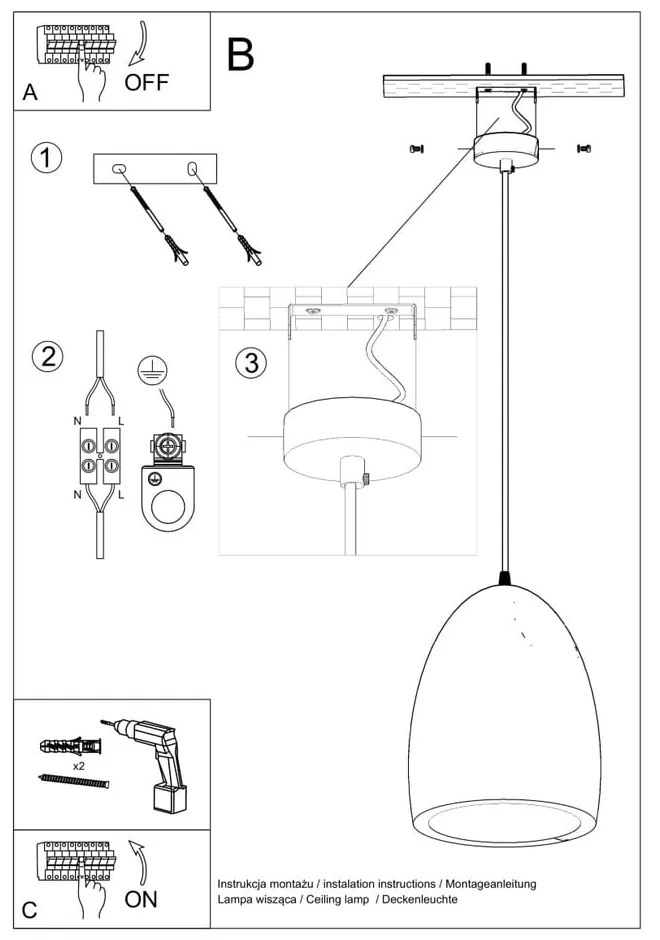 Biała lampa wisząca z ceramicznym kloszem ø 25 cm Sativa – Nice Lamps
