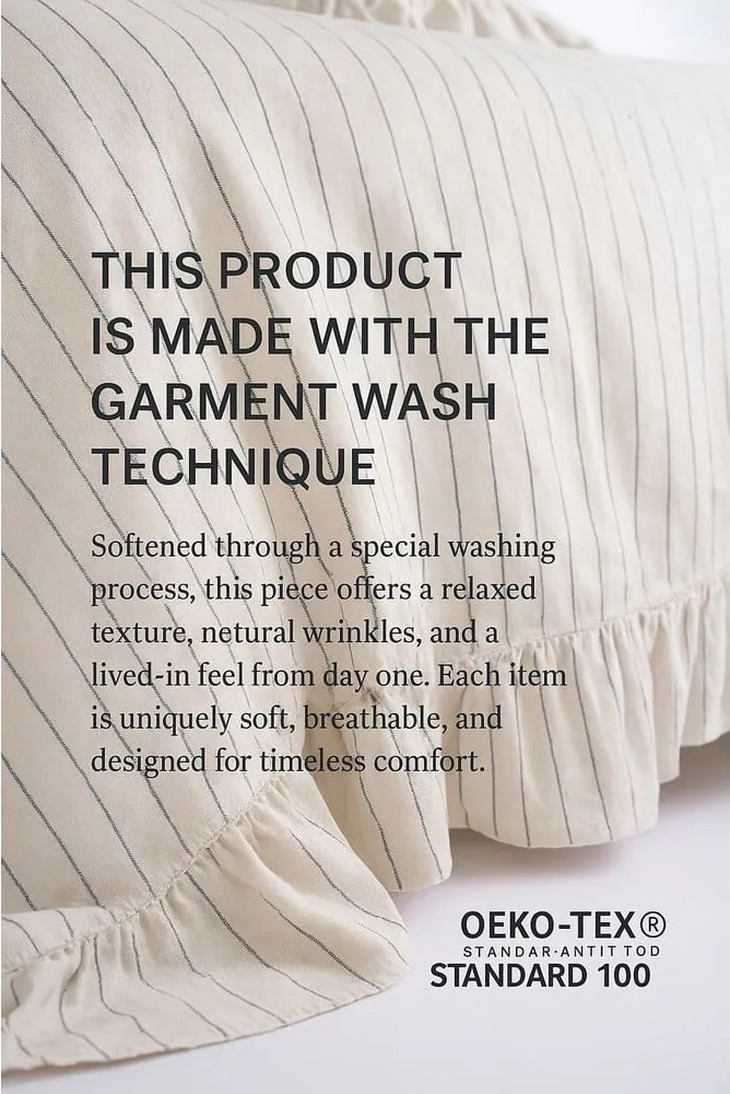 Beżowa pościel jednoosobowa z bawełny renforcé 140x200 cm Amalia Striped – Mila Home Luxury