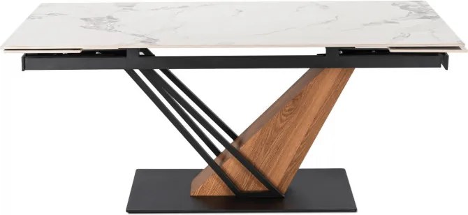 Stół Rozkładany Prostokątny REX 2 180-240 cm Ceramiczny Biały Marmur/Czarny do Jadalni Nowoczesny Loft