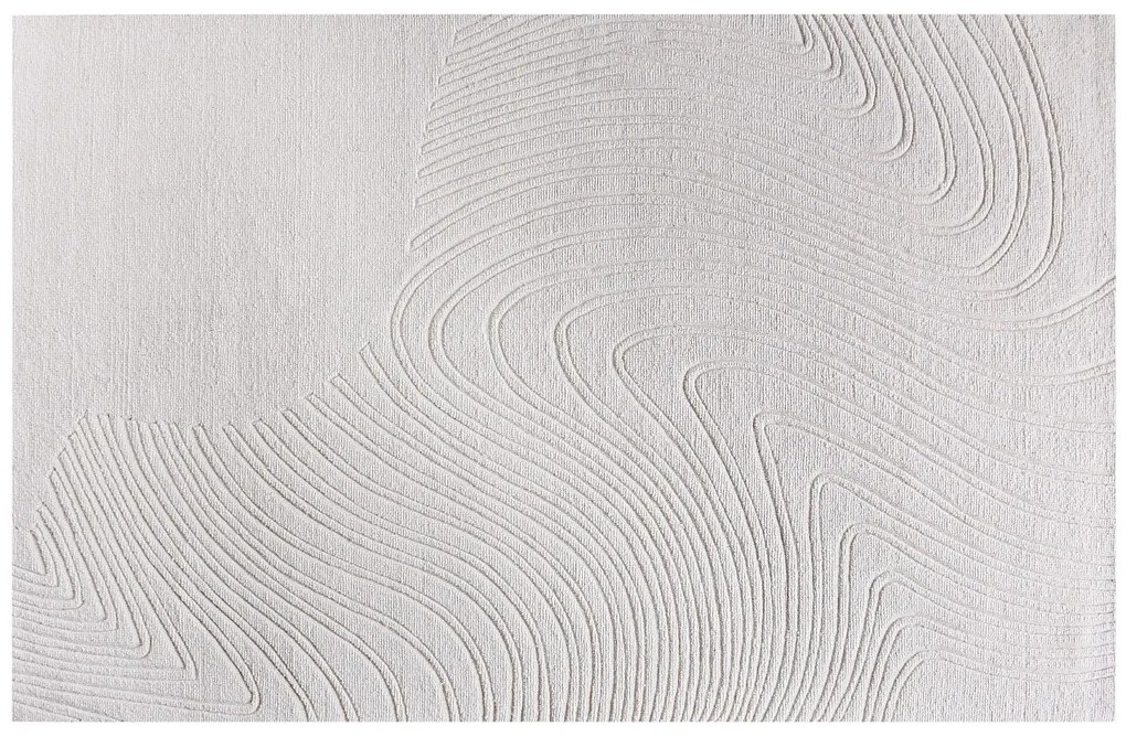 Dywan z wypukłym abstrakcyjnym wzorem ręcznie tuftowany 100% wełny - 160 x 230 cm - Kość słoniowa - CELESTIA