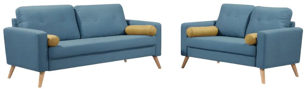 Kanapa 3+2 TATUM z tkaniny - Kolor niebieski