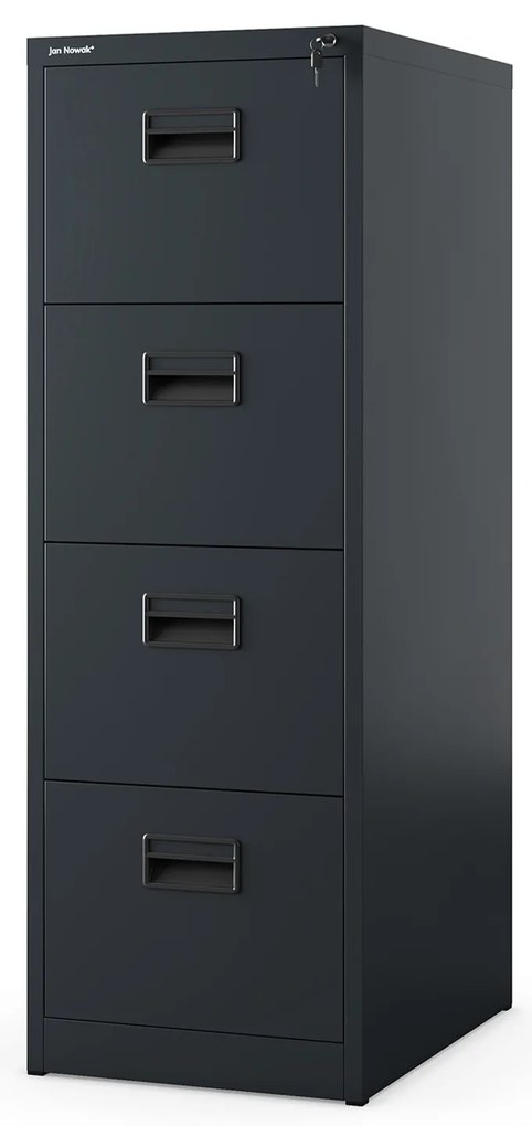 Szafa kartotekowa metalowa z 4 szufladami antracytowa, 460x1320x620 mm: SARA
