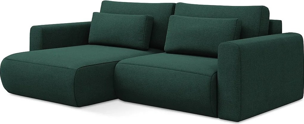 Narożnik lewostronny z funkcją spania - z tkaniny strukturalnej - butelkowa zieleń - KAPUA