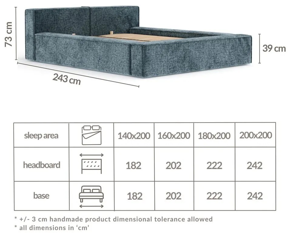 Pomarańczowe tapicerowane łóżko dwuosobowe ze schowkiem ze stelażem 140x200 cm Voliera – Maison de Rêve