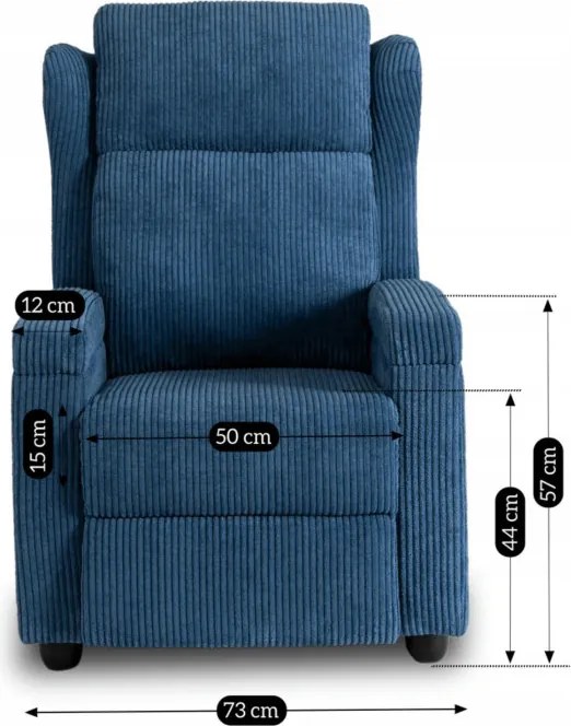 Fotel Rozkładany z Podnóżkiem SPENCER Granatowy Sztruksowy Nowoczesny