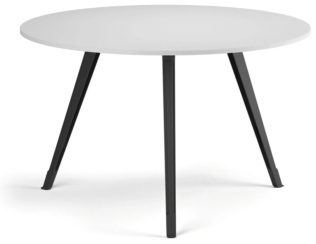 Stolik kawowy PRIMO ZEN, średnica 120 cm, czarna podstawa, biały