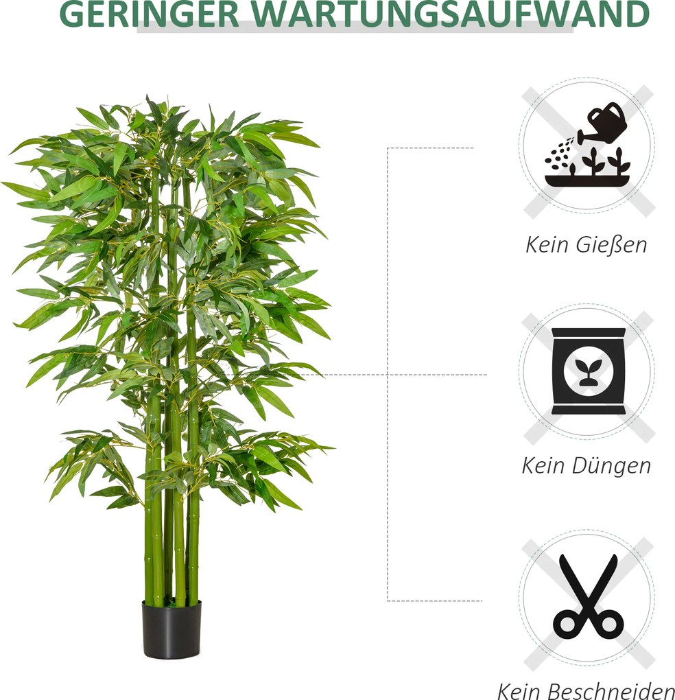 HOMCOM sztuczne rośliny duże 160 cm bambusowa sztuczna roślina w doniczce biurowej