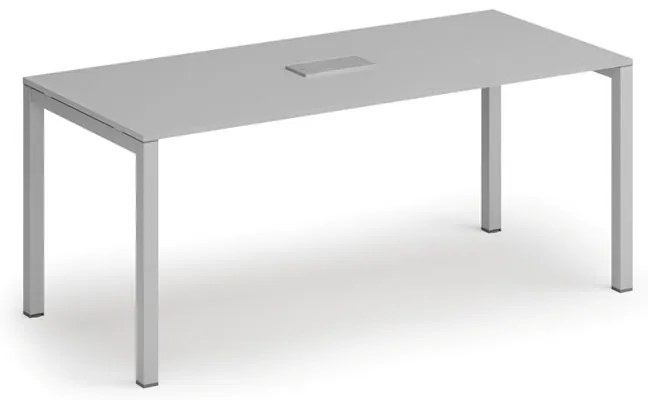 Stół konferencyjny PRIMO SQUARE, 180x80 cm, szary + port blatowy TYP I, srebrny