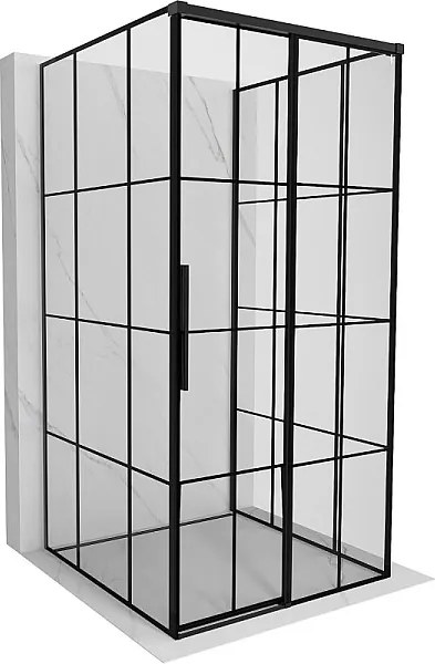 Mexen Rox-3S kabina prysznicowa 3-ścienna rozsuwana prawa 120 x 120 cm, czarna kratka, czarna - 8C2-120-120-70-77-3S-P