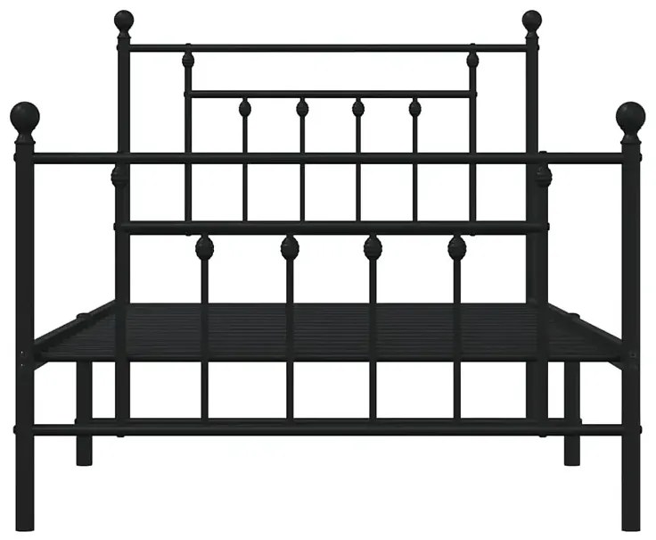 Czarne metalowe łóżko jednoosobowe 100x190cm - Ringo