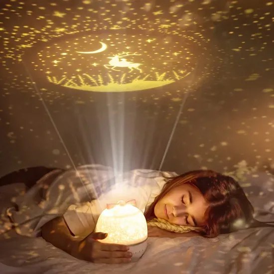 Dziewczęca lampka nocna z projektorem - Ronette 3X