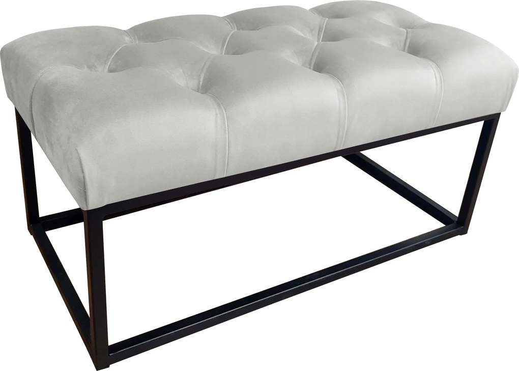 Ławka CHESTERFIELD tkanina Welur loft ławka metal : Kolor Stelaża - Czarny , Kolor tkaniny - VELVET - MG39, Typ tkaniny - Velvet