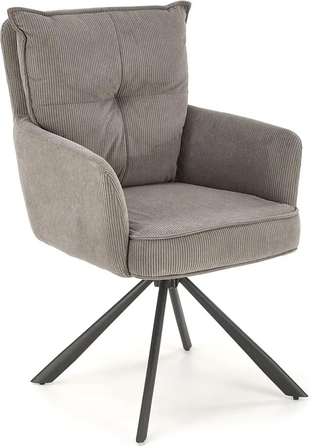 Popielaty fotel obrotowy tapicerowany A1-D70