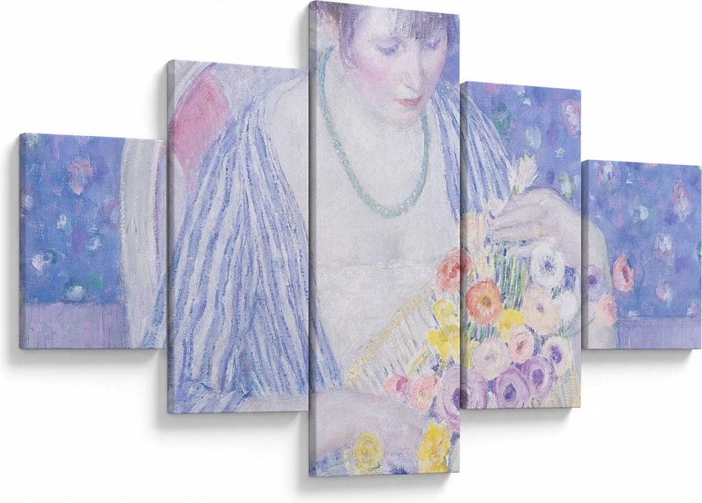 Obraz - Frederick Carl Frieseke, The Basket of Flowers, reprodukcje (125x70 cm)