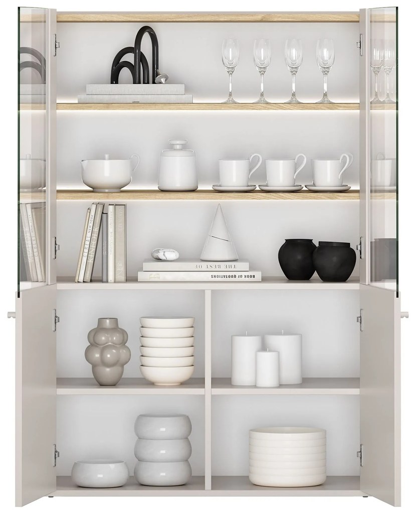 Witryna Elivo 100 cm dwudrzwiowa - kaszmir / dąb olejowany