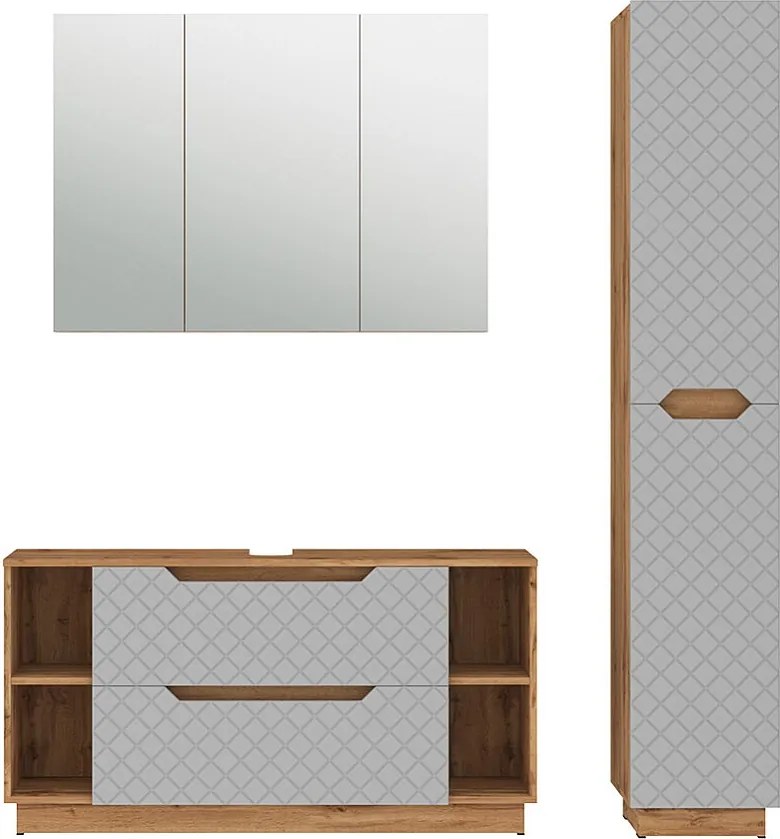 Zestaw mebli łazienkowych dąb/szary ze strukturą płytek 119.2x35x62.5 lotta