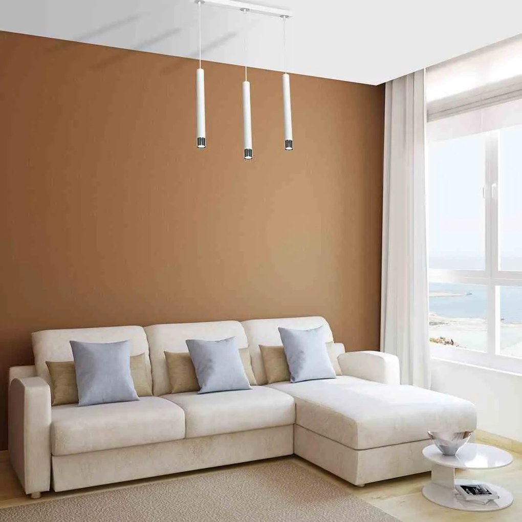 Lampa wisząca, potrójna, biała, DANI WHITE/CHROME 3xGU10