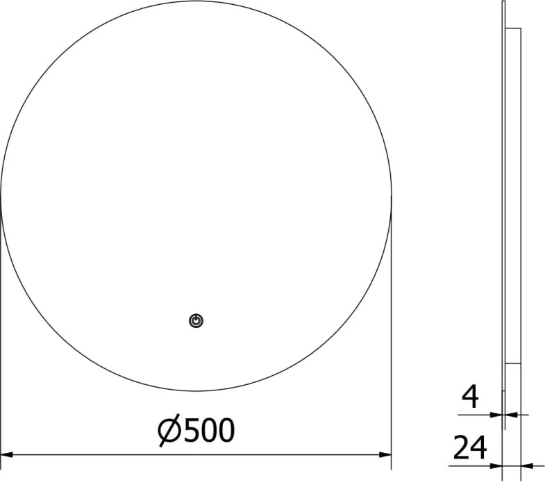 Mexen Erg lustro łazienkowe podświetlane, okragłe 50 cm, LED 6000K, antypara - 9823-050-050-611-00
